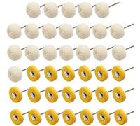 PHYHOO Polishing Buffing Wheel Set Cotton Little Buff Wheel for Rotary Drill Tool Dremel Accessories Watch Jewelry Polish Buffer Kit 3mm Mandrel 40 Pieces