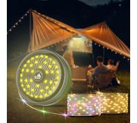 Phylosal Camping String Lights, Camping Essentials 2 in 1 Quick Storage 32.8FT Rechargeable Waterproof Tent Lights with with 6 Modes, Portable LED Hanging Light for Outdoor Patio Awning Garden Party