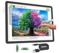 Phylosal Rechargeable A3 LED Light Pad for Diamond Painting, Ultra-Thin Magnetic Tracing Light Box for Drawing, Diamond Art Light Board with Side Button, Super Bright Light Table for Sketching (Black)