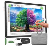 Phylosal Rechargeable A4 Light Pad with Carry Bag, Ultra-Thin Magnetic Tracing Light Box for Drawing, Diamond Art Painting Light Board with Side Button, Super Bright Light Table for Sketching (Black)