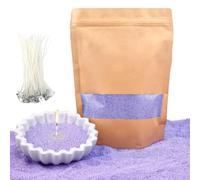 PHYMAT Purple Candle Sand with 50pcs Wicks, 1.1LB Pearled Candle Powder Wax, Refillable Plant Sand Candles with Wicks Kit for DIY Handmade Candle Making, Party, Wedding, Home Decor