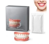 PHYNDR Full Denture Set, Reusable Dentures, Flexible Fit, Soft Dentures for Attaching, Cosmetic Teeth, Temporary Dentures, Easy to Clean
