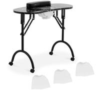 physa Nail Desk - foldable - Black - 4 wheels - extraction PHY-MT-15