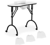 physa Nail Desk - foldable - White - 4 Wheels - Extraction PHY-MT-14