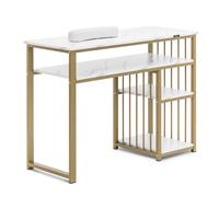 physa Nail Table - iron frame - marbled / golden - 3 shelves - hand rest PHY_MC11
