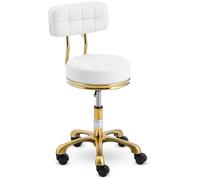 physa Rolling Stool with Backrest - 47 - 61 cm - 150 kg - white / gold PHYSA GELA WHITE