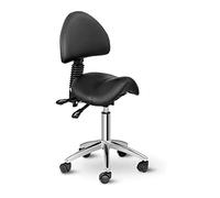 Physa Saddle Chair With Back BERLIN BLACK (PVC leather, 360° swivel, Frame: Chrome-plated iron, Comfortable padding) Black