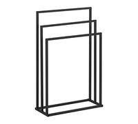 physa Towel Stand 3 Bars Width: 55 cm Free-Standing Towel Rack Towel Holder Stand (Black, Powder-Coated Steel, Max. Load 6 kg)