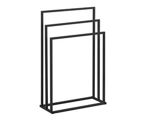 physa Towel Stand 3 Bars Width: 55 cm Free-Standing Towel Rack Towel Holder Stand (Black, Powder-Coated Steel, Max. Load 6 kg)
