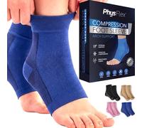 PhysFlex Compression Socks for Plantar Fasciitis, Achilles Tendonitis Relief - (1 Pair) Ankle Compression Sleeve for Heel Spurs, Foot Swelling & Fatigue - Arch Support Brace for Everyday Use