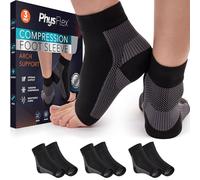 PhysFlex Compression Socks For Plantar Fasciitis, Achilles Tendonitis Relief - (3 Pairs) Ankle Compression Sleeve for Heel Spurs, Swelling & Foot Fatigue - Sopo