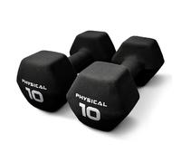Physical 2 x 10kg Neo Hex Dumbbells - Black - Weights for Body Toning, Cardio and Strength Training