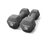 Physical 2 x 3kg Neo Hex Dumbbells, Grey | Weights for Body Toning, Cardio, Strength Training