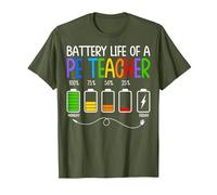Physical Education Educator - Battery Life of A PE Teacher T-Shirt, Men, Olive Green, XX-Large