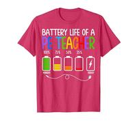 Physical Education Educator - Battery Life of A PE Teacher T-Shirt, Men, Red Heather, Small