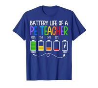 Physical Education Educator - Battery Life of A PE Teacher T-Shirt, Men, Royal Blue, Large