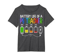 Physical Education Educator - Battery Life of A PE Teacher T-Shirt, Women's Plus, Dark Heather Grey, 3X