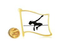 Physical Education High Jump Golden Metal Flag Lapel Pin Badge