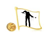 Physical Education Sports Billiards Golden Metal Flag Lapel Pin Badge