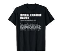 Physical Education Teacher Definition PE Coach Value Graphic T-Shirt, Men, Black, M