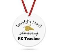 Physical Education Teacher Gift Ceramic Hanging Gifts PE Teachers Gifts for Women Men End of the Year Gift Birthday Appreciation Gifts for PE Teacher from Students Christmas Retirement Gift