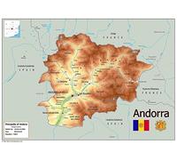 Physical Map of Andora - The Oxford Collection - Size A2 - Paper Laminated