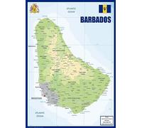 Physical Map of Barbados- The Oxford Collection - Size A2 - Paper Laminated