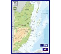 Physical Map of Belize - The Oxford Collection - Size A1 - Paper Laminated