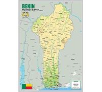 Physical Map of Benin - The Oxford Collection - Size A2 - Paper Laminated