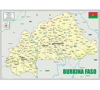 Physical Map of Burkina Faso - The Oxford Collection - Size A2 - Paper Laminated