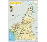 Physical Map of Cameroon - The Oxford Collection - Size A2 - Paper Laminated