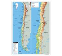 Physical Map of Chile - Size A2-59.4 x 42cm - Paper Laminated