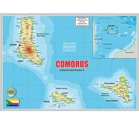 Physical Map of Comoros - The Oxford Collection - Size A2 - Paper Laminated