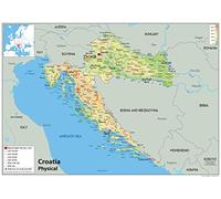 Physical Map of Croatia - Size A2-59.4 x 42cm - Paper Laminated