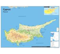 Physical Map of Cyprus - Size A0-84.1 x 118.9 cm - Paper Laminated