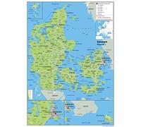 Physical Map of Denmark - Size A0-84.1 x 118.9cm - Paper Laminated | Detailed Laminated Wall Map, Ideal For Home, Office Or Classroom Display.