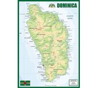 Physical Map of Dominica - The Oxford Collection - Size A2 - Paper Laminated