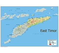 Physical Map of East Timor - The Oxford Collection - Size A2 - Paper Laminated