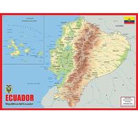 Physical Map of Ecuador - The Oxford Collection - Size A2 - Paper Laminated