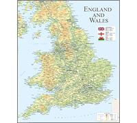 Physical Map of England and Wales - Size - 100 x 84 cm - Paper Laminated