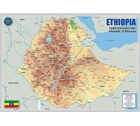 Physical Map of Ethiopia - The Oxford Collection - Size A2 - Paper Laminated