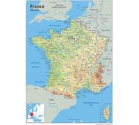 Physical Map of France - Size A1-59.4 x 84.1cm - Vinyl | Detailed Laminated Wall Map, Ideal For Home, Office Or Classroom Display.