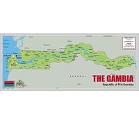 Physical Map of Gambia - The Oxford Collection - Size 84.1 x 35 cm - Paper Laminated