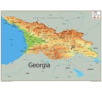 Physical Map of Georgia - The Oxford Collection - Size A1 - Paper Laminated