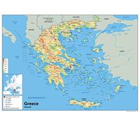 Physical Map of Greece - Size A2-59.4 x 42cm - Paper Laminated | Detailed Laminated Wall Map, Ideal For Home, Office Or Classroom Display.