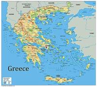 Physical Map of Greece - The Oxford Collection - Size 84.1 x 75.4 cm - Paper Laminated