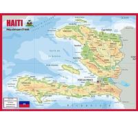 Physical Map of Haiti - The Oxford Collection - Size A2 - Paper Laminated