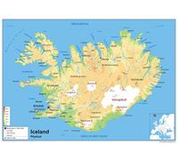Physical Map of Iceland - Size A1-59.4 x 84.1cm - Paper Laminated