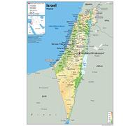 Physical Map of Israel - Size A2-59.4 x 42cm - Paper Laminated