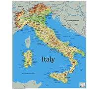Physical Map of Italy - The Oxford Collection - Size 84.1 x 71.6 cm - Paper Laminated